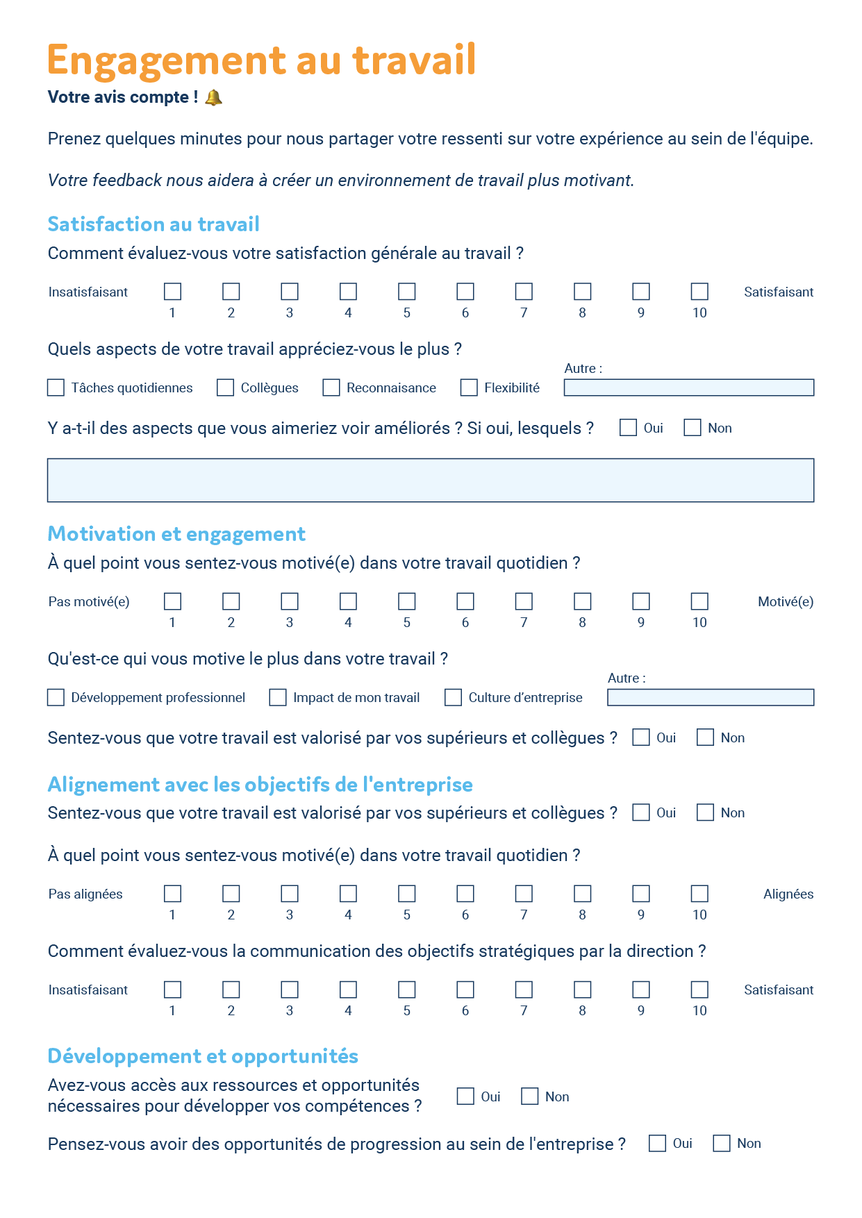 sondage niveau engagement des equipes