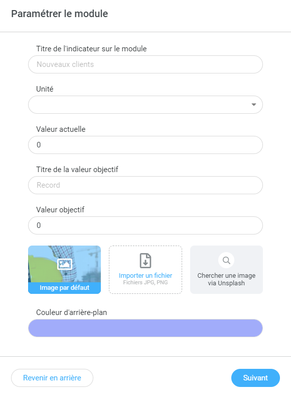 parametrer le module indicateur